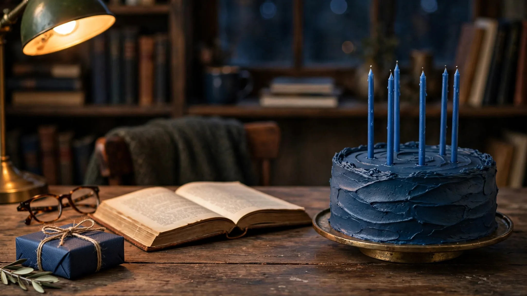 Birthday cake with blue candles for dad