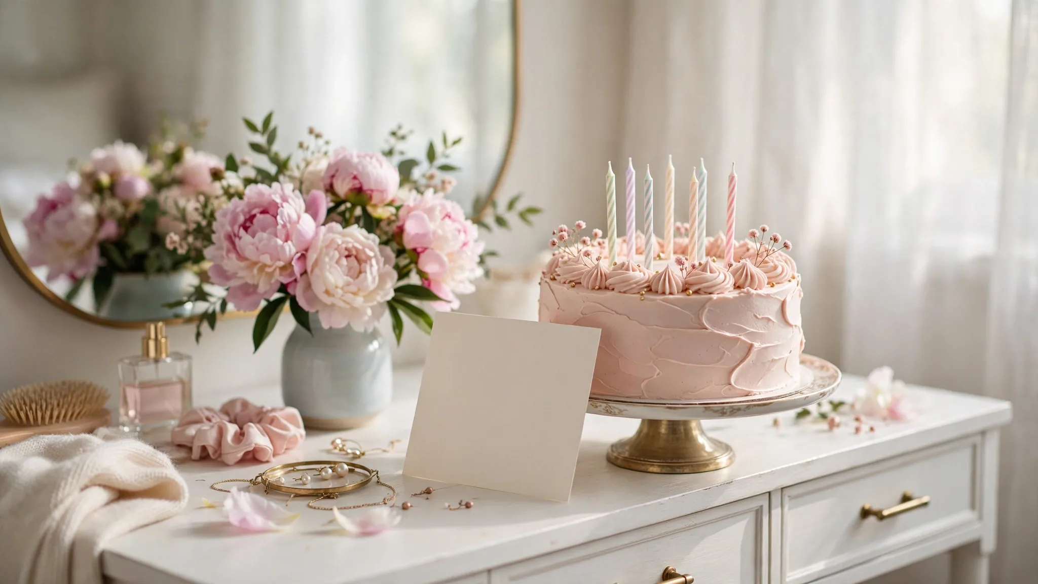 Birthday cake with pastel candles for sister
