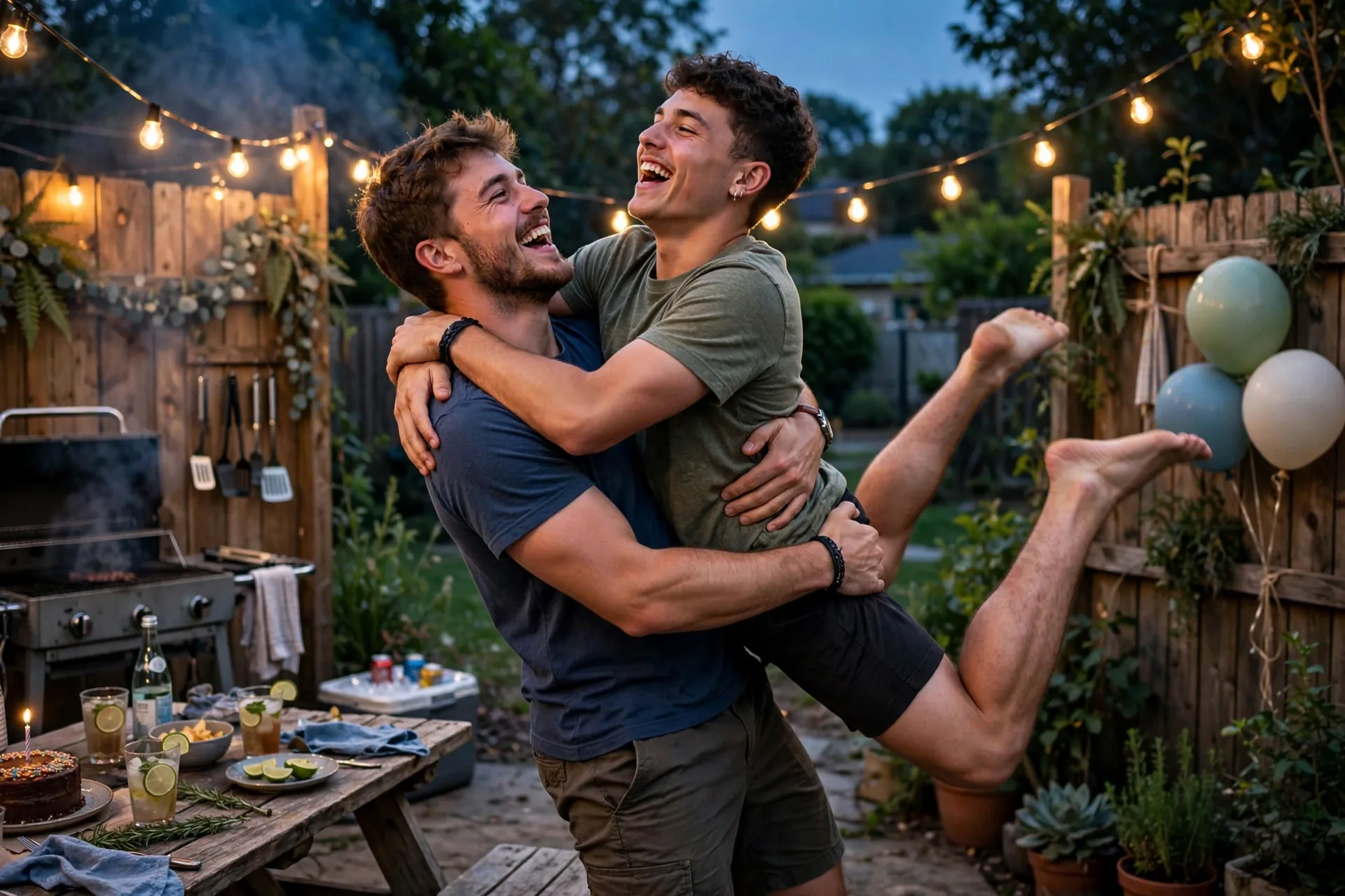 Brothers hugging while sharing happy birthday wishes for brother