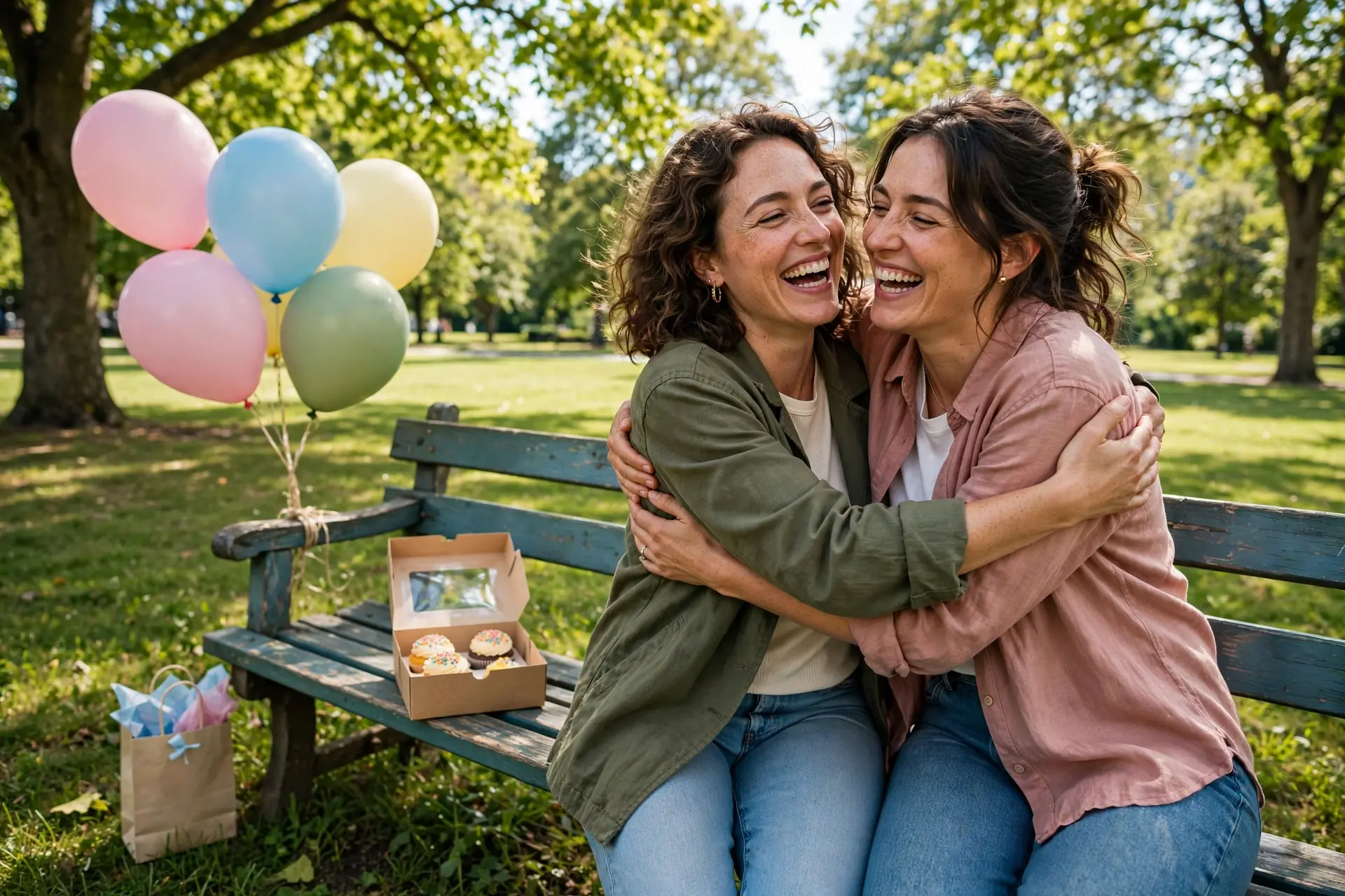 Two friends hugging while sharing happy birthday wishes for friend